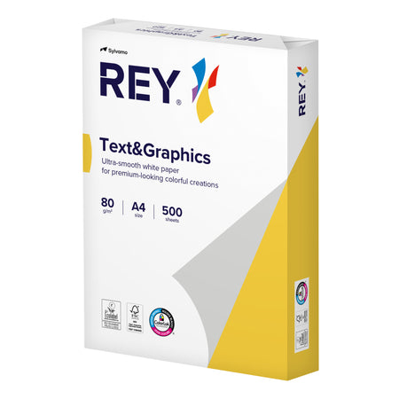 Rey - Papier à copier Text Graphics A4 80gr blanc 500 feuilles | 5 pièces