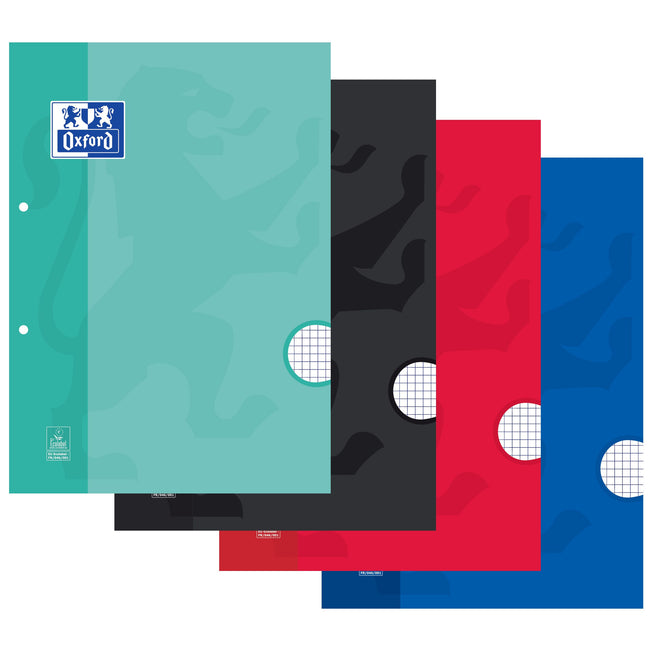 Oxford -  Cursusblok School A4 ruit 5x5mm 2-gaats 200 pagina's 80gr assorti