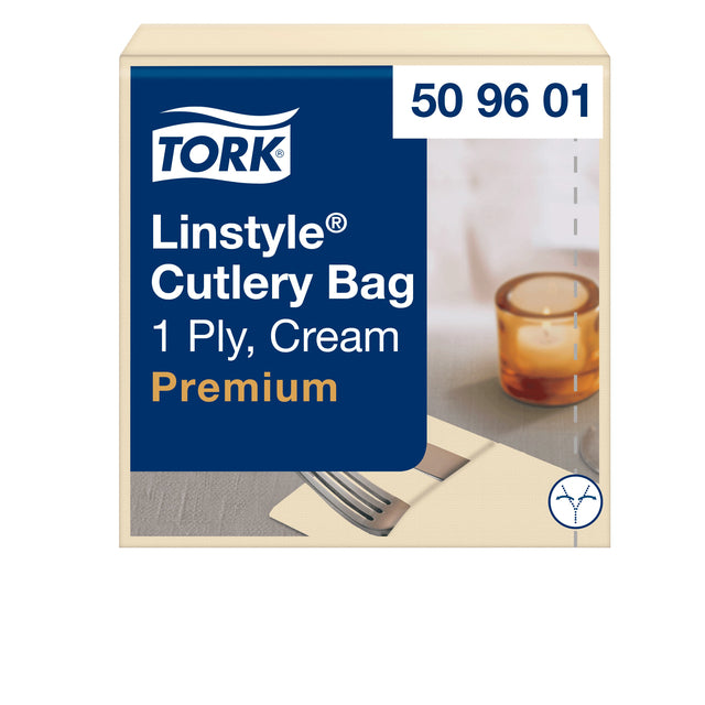 Tork - Pochette Linstyle 1 couche 390x390mm crème 509601 | 12 pièces