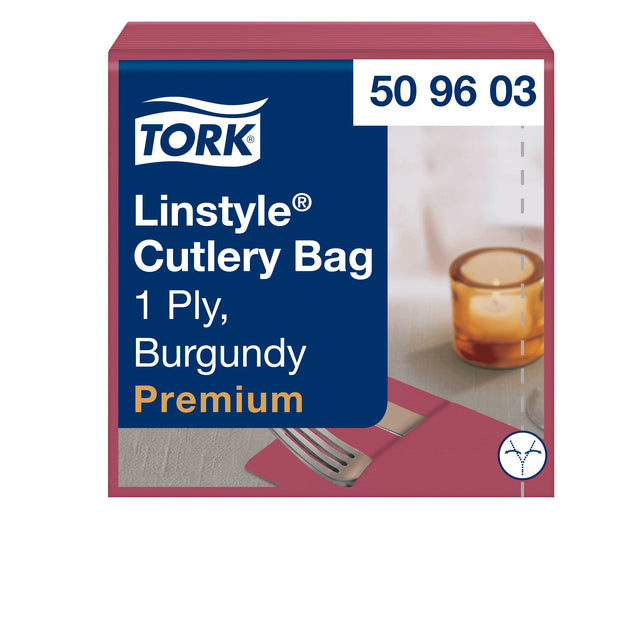 Tork - Pochette Linstyle 1 couche 390x390mm rouge bordeaux 509603 | 12 pièces
