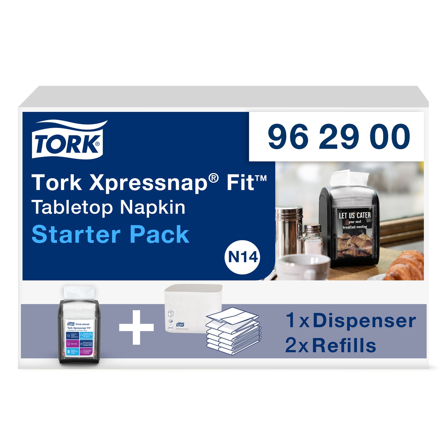 Tork - Serviettenspender N14 Xpressnap Fit Signature Line T-Paket schwarz 962900 | 270 Stück