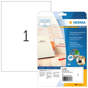 HERMA -  Etiket  8964 210x297mm 10st transp glanzend