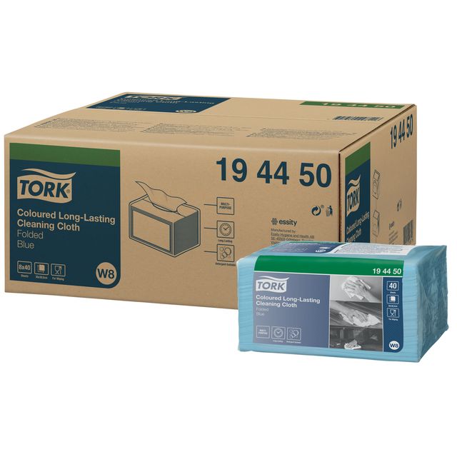 Tork - Chiffon de nettoyage W8 1 couche 8x40 feuille bleu 194450