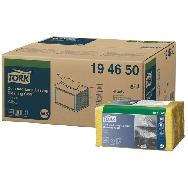 Tork - Chiffon de nettoyage W8 1 couche 8x40 feuille jaune 194650 | 480 pièces