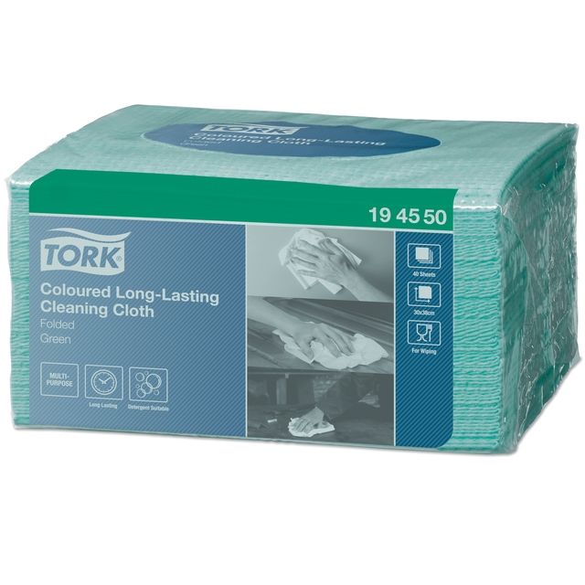 Tork - Chiffon de nettoyage W8 1 couche 8x40 feuille vert 194550 | 8 pièces