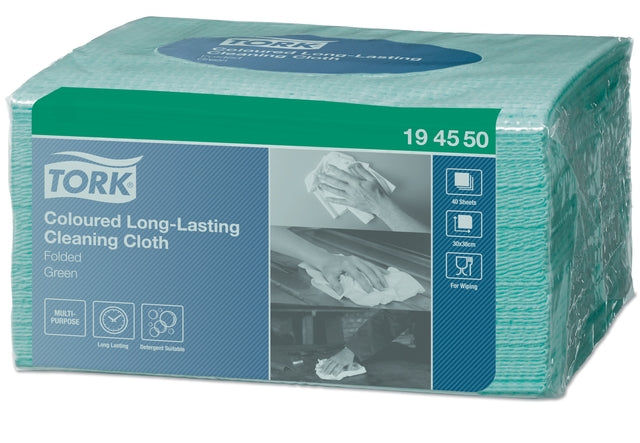 Tork - Chiffon de nettoyage W8 1 couche 8x40 feuille vert 194550 | 480 pièces