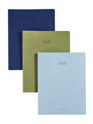 Brepols - Agenda 2026 Timing Colora 7 jours/2 pages vert, bleu clair, bleu foncé