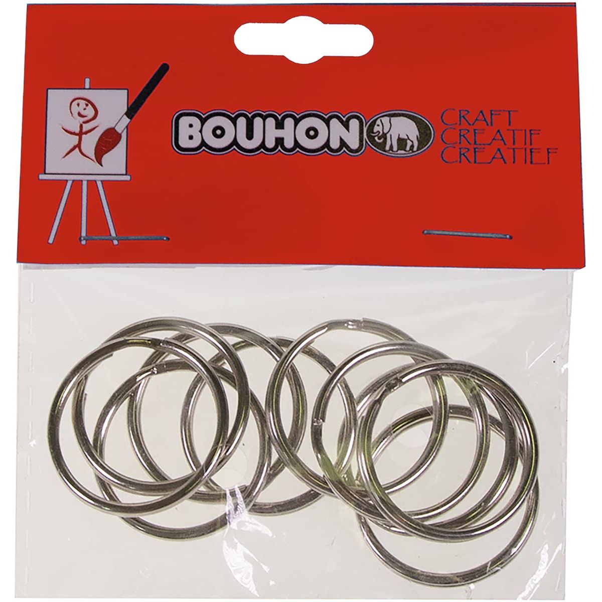 Bouhon -   sleutelring, 25 mm, blister van 10 stuks