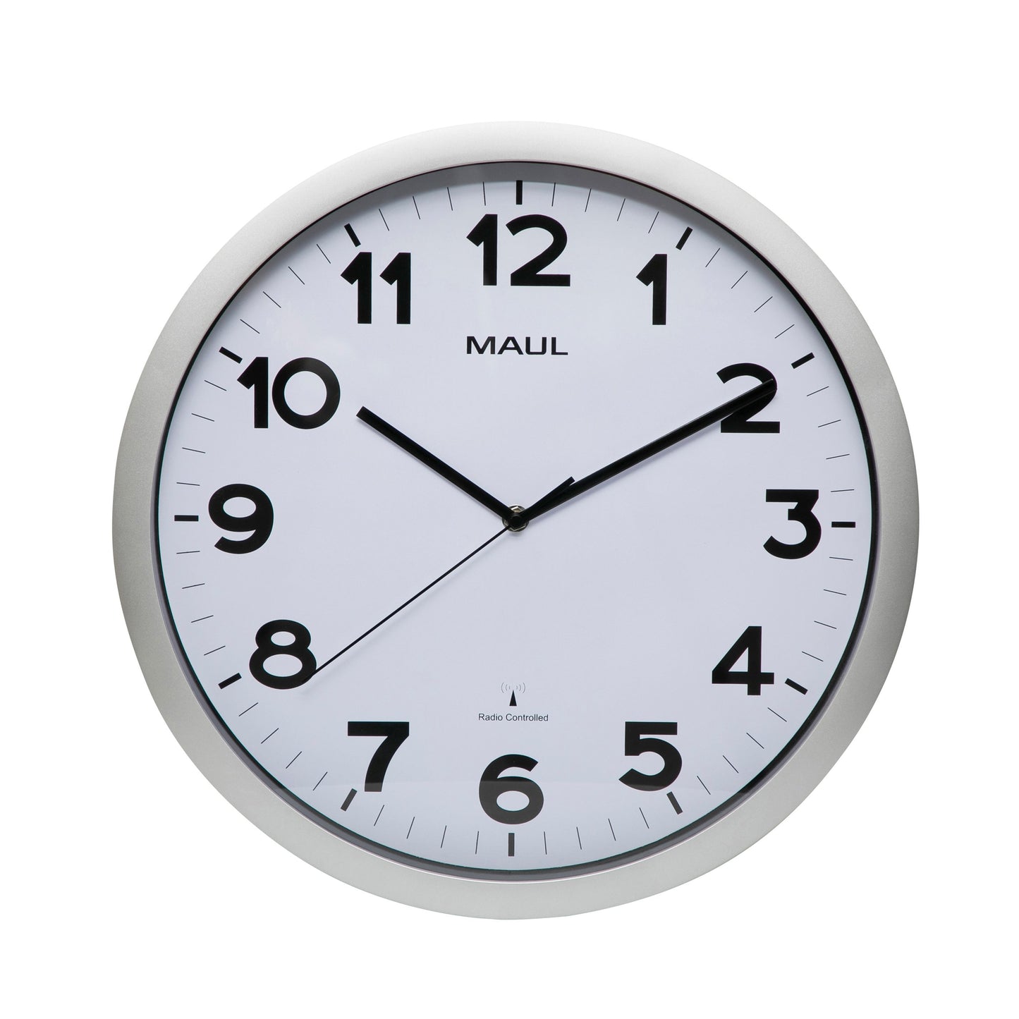 MAUL - Wanduhr Step RC Ø40x5cm silberfarbener Kunststoffrahmen inkl. Batterie