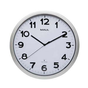 MAUL - Wanduhr Step RC Ø40x5cm silberfarbener Kunststoffrahmen inkl. Batterie