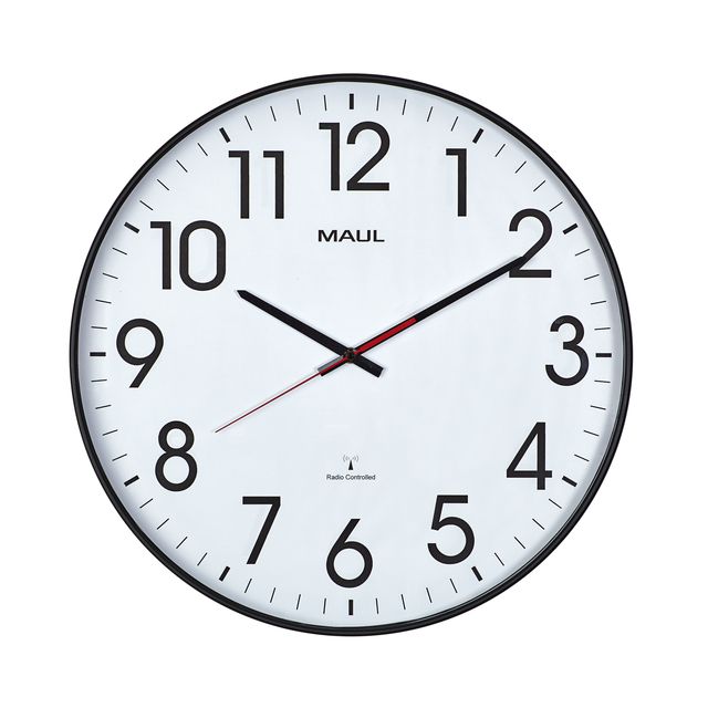 Maul - Wanduhr Climb RC Ø47x5,5cm schwarzer Kunststoffrahmen inkl. Batterie