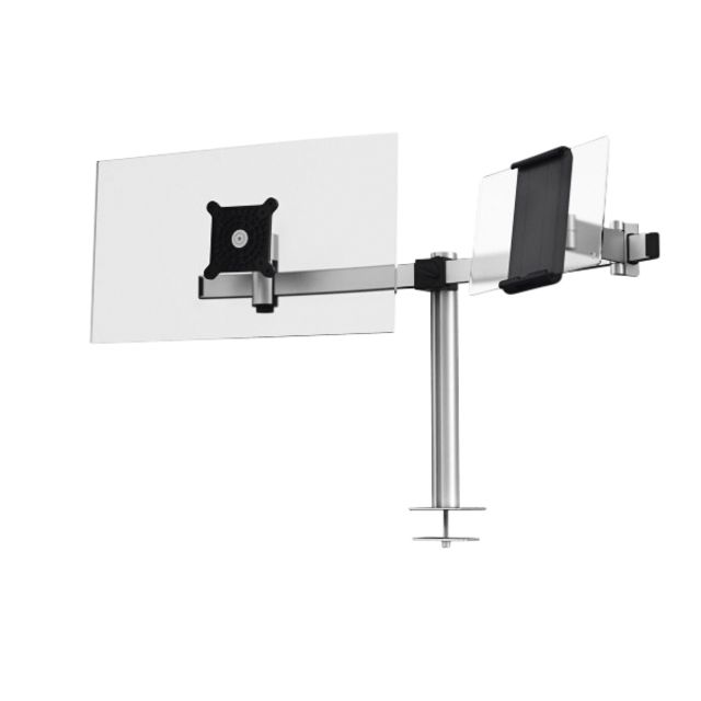 Langlebig – Monitorarm mit Durchreiche für 1 Bildschirm und 1 Tablet