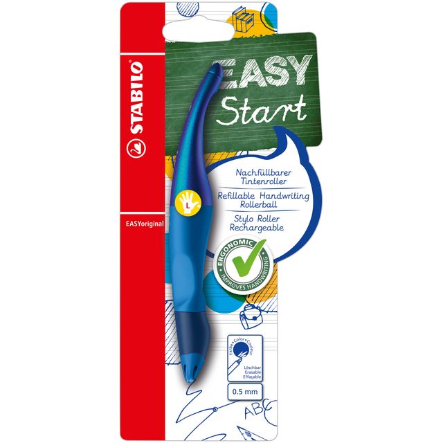 STABILO - Stylo roller Easyoriginal gaucher holographique M bleu blister | 3 pièces