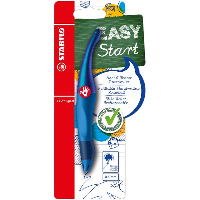 Stabilo - Stylo roller Easyoriginal droitier holographique M bleu blister