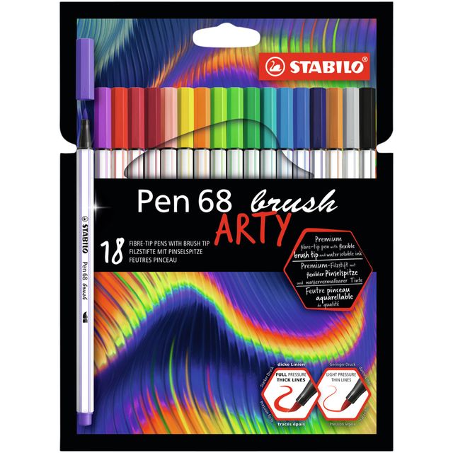 STABILO - Brushstick Pen 568/18 Arty étui assorti de 18 pièces