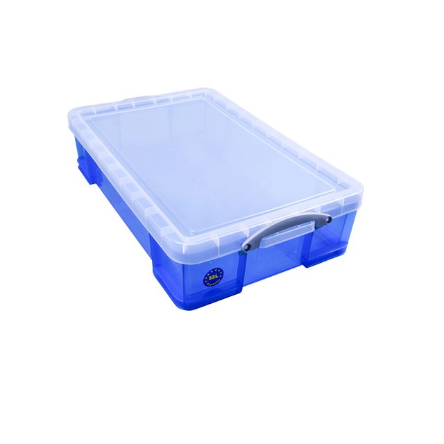 Really Useful - Boîte de rangement 33 litres 710x440x165mm transparent bleu