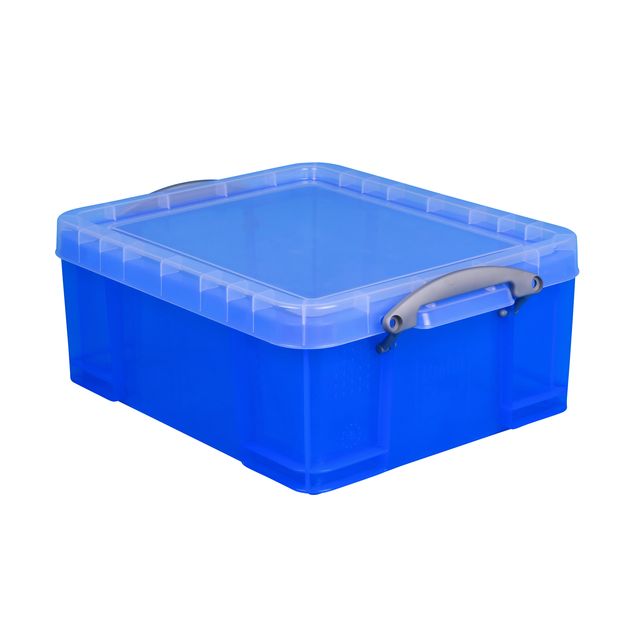 Really Useful - Boîte de rangement 18 litres 480x390x200mm transparent bleu
