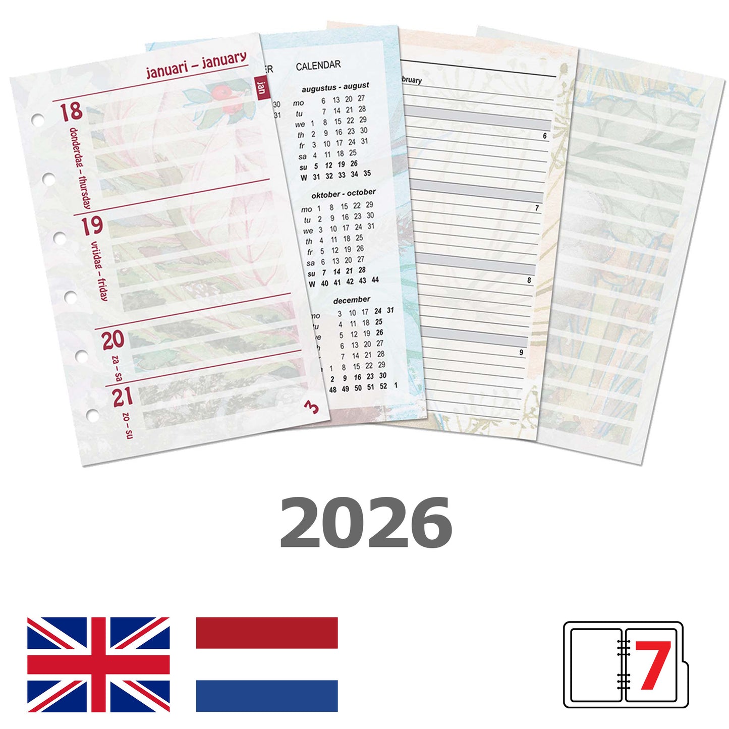 Kalpa -  Agendavulling 2026  pocket bloemen 7d/2p