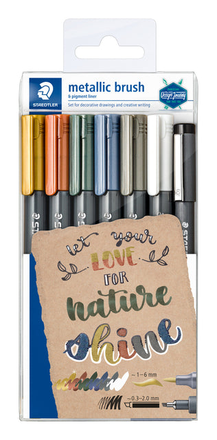 Staedtler - Étui métallique Brushpen avec 7 couleurs | 180 pièces