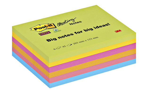 Post-it - Bloc-notes 8645 super collant 203x153mm cul | 8 pièces