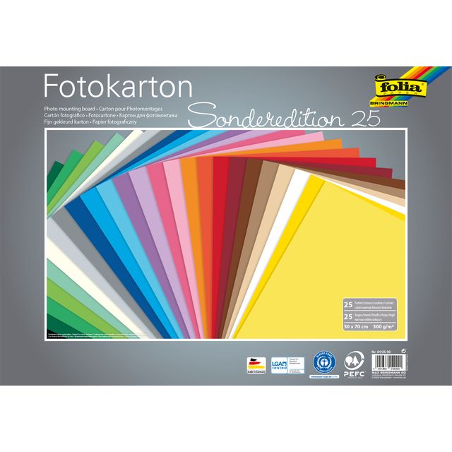 Folia Paper - Carton photo Folia 2 faces 50x70cm 300gr 25 feuilles assorties