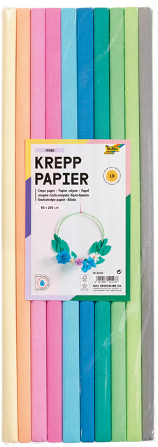 Folia Paper - Papier crépon Folia 50x200cm Tendance 10 couleurs | 10 pièces
