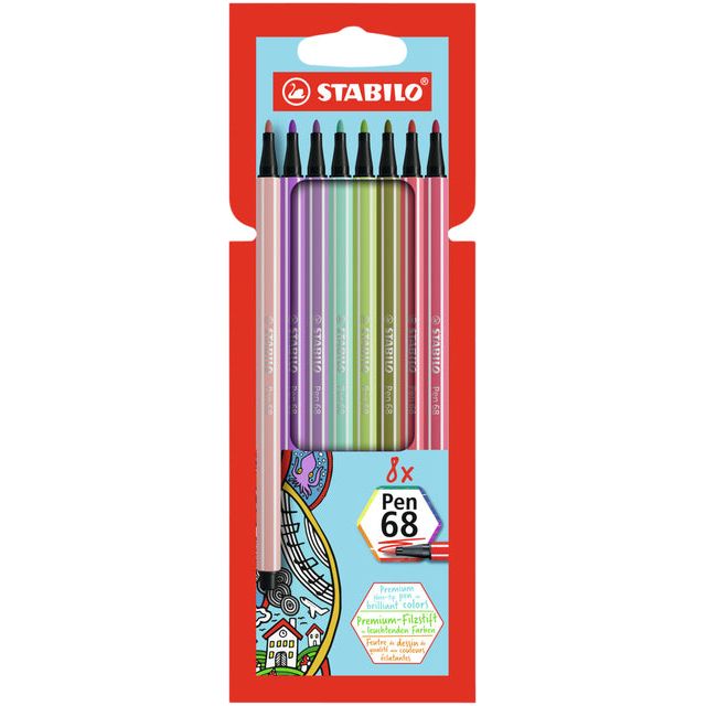 Stabilo - Viltstift pen 68/8 m ass 8st | 6 stuks