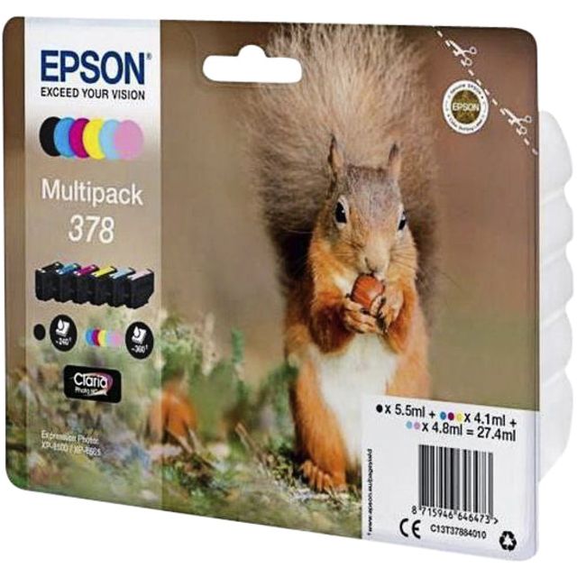 Epson - inktcartridge 378, 240 - 360 pagina's, OEM C13T37884010, 6 kleuren