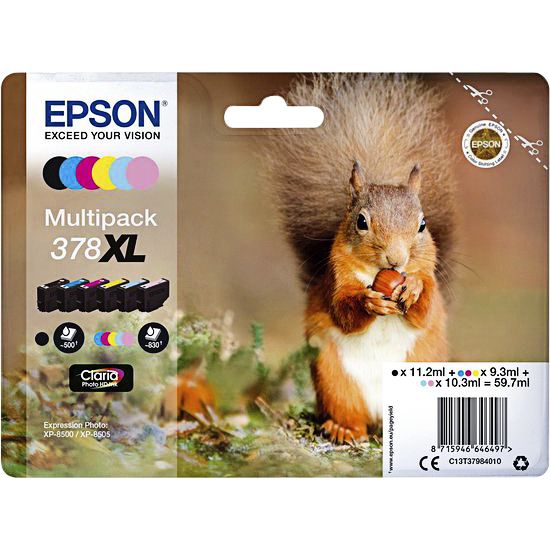 Epson - Cartouche d'encre 378XL T3798 6 couleurs