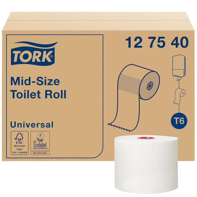 Tork - Toilettenpapier T6 Universal 1-lagig 135m weiß 127540 | 810 Stück