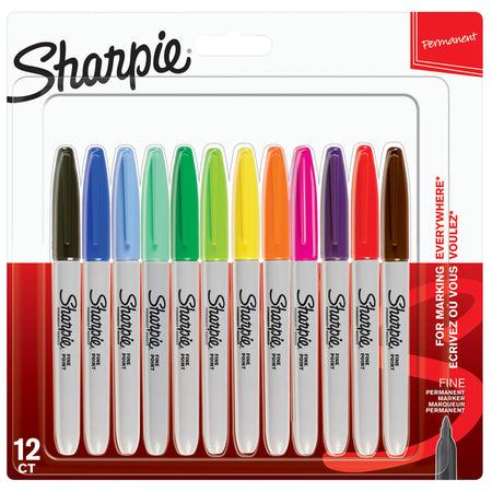 Sharpie - Feutre c'est-à-dire rond fin assorti blister de 12 pièces