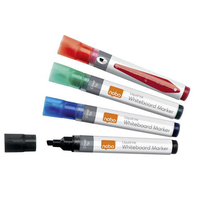Nobo - Marqueur pour tableau blanc Encre liquide diagonale assortie 4mm 4pcs | 12 pièces