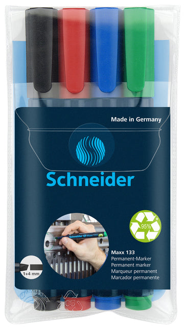 Schneider -  Permanent marker maxx 133 1-4mm 4st ass | 10 stuks