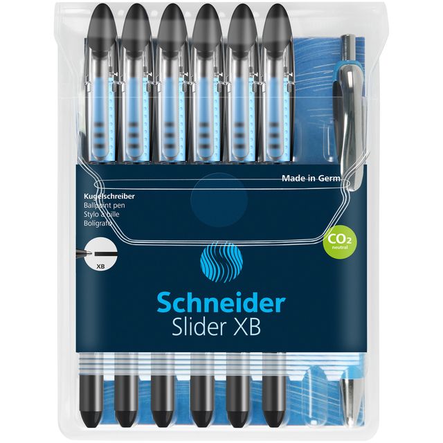 Schneider - Tintenroller Slider Basic XB schwarz + 1 Rave Kugelschreiber gratis | 10 Stück