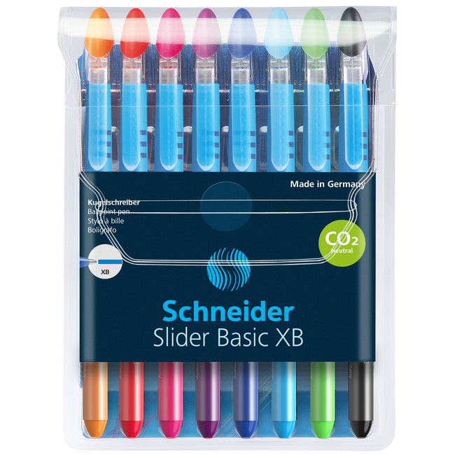 Schneider - Stylo roller Slider Basic Colors étui extra large de 8 pièces