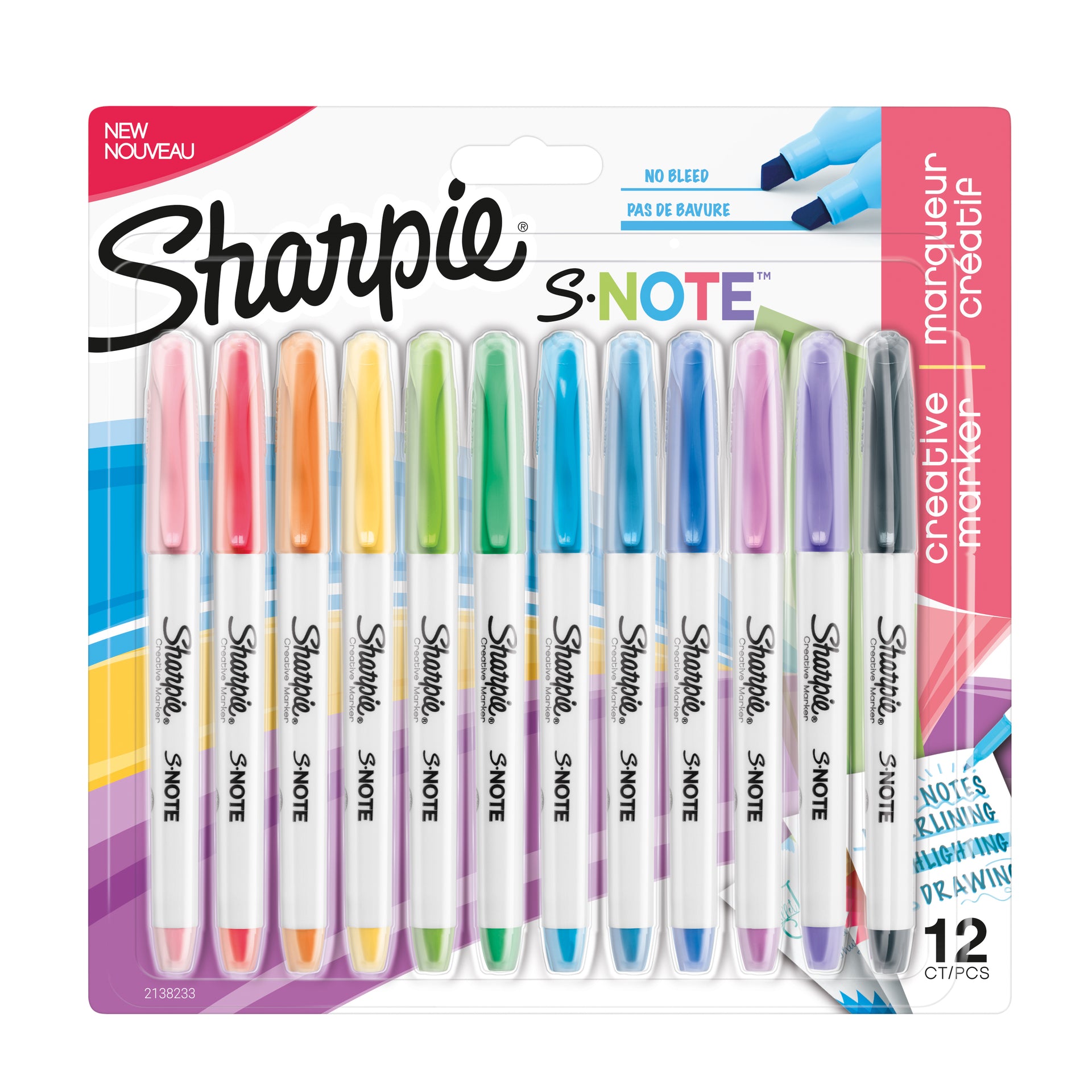 Sharpie - Surligneur c'est-à-dire s-note 12pcs assortis | 12 pièces