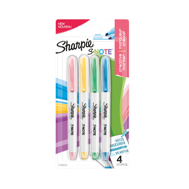 Sharpie - ie S-Note markeerstift, 4 stuks, assorti