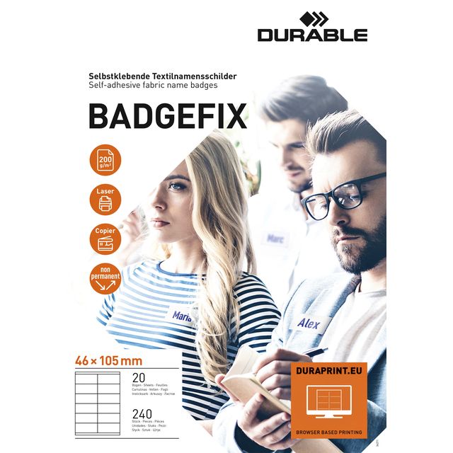 Durable -  Naambadge etiket  8363 badgefix 46x105mm zk