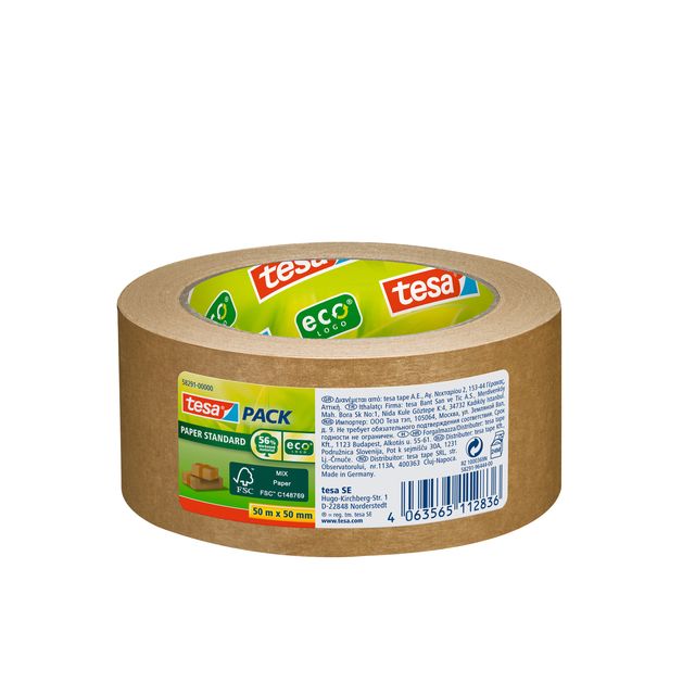 Tesa - Verpackungspaket® Papier Standard ecoLogo 50mx50mm braun | 6 Stück