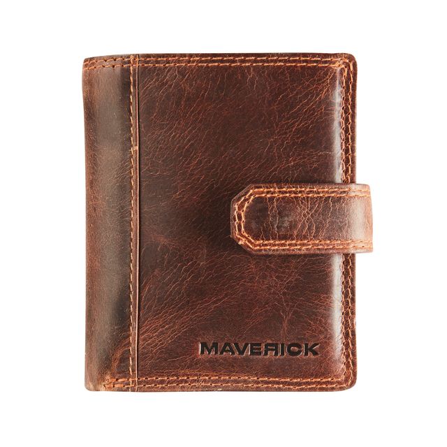 Maverick - Porte-cartes The Original super compact RFID cuir marron