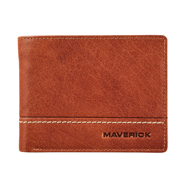 Maverick -  Portemonee Rough Gear met kleingeldvak RFID leer cognac