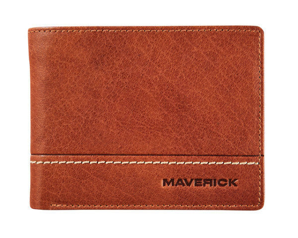 Maverick - Portefeuille Rough Gear avec compartiment monnaie RFID cuir cognac