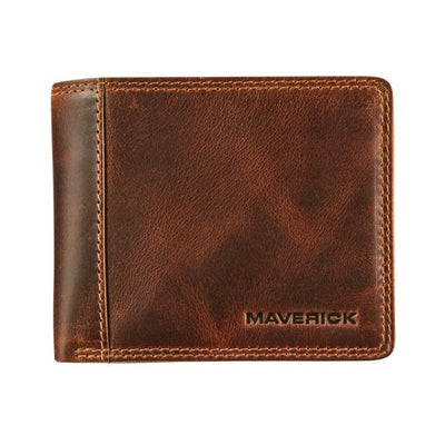 Portemonee Maverick The Original compact kleingeldvak RFID leer bruin