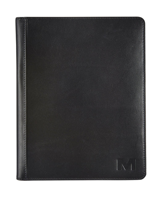 Maverick - Dossier d'écriture All Black A5 avec bloc-notes en cuir noir