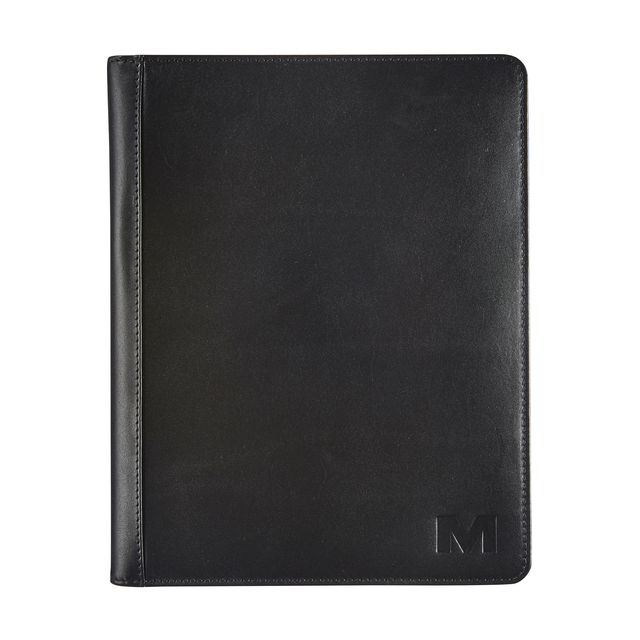 Maverick - Dossier d'écriture All Black A5 avec bloc-notes en cuir noir