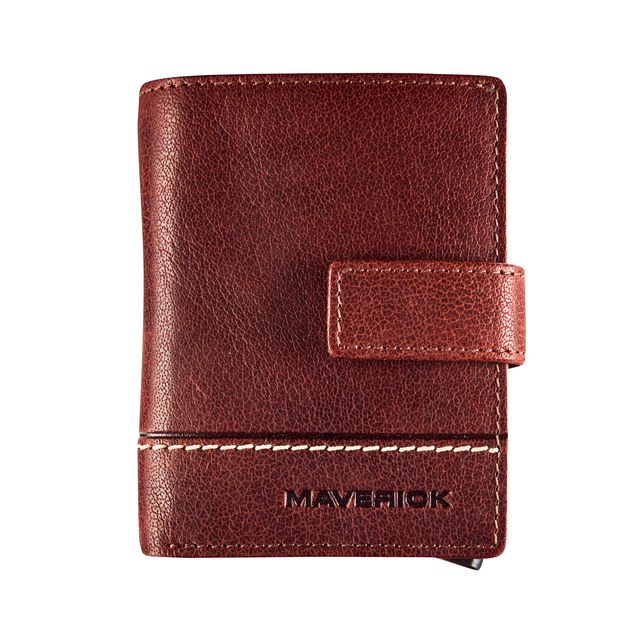 Maverick - Porte-cartes Rough Gear super compact RFID cuir marron