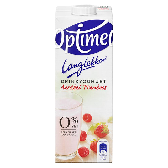 Optimel -  Drinkyoghurt Langlekker aardbei framboos 1liter | 6 stuks