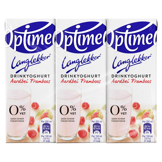 Optimel - Trinkjoghurt Langlekker Erdbeere Himbeere 20cl | 5 Stück