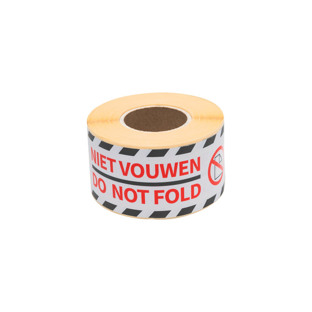 Rillprint -  Waarschuwingsetiket do not fold 46x125mm wit 250 stuks