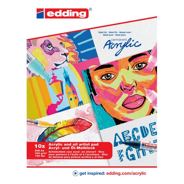 EDDING - OIL -ACRYLIC Block Edding 30010 A4 10 VEL 300G WHITE | 15 Stücke